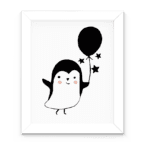 Affiche en noir et blanc pingouin