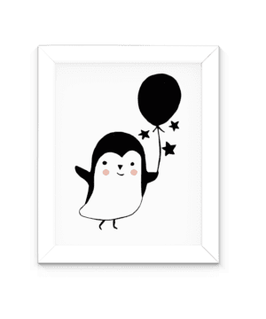Affiche en noir et blanc pingouin