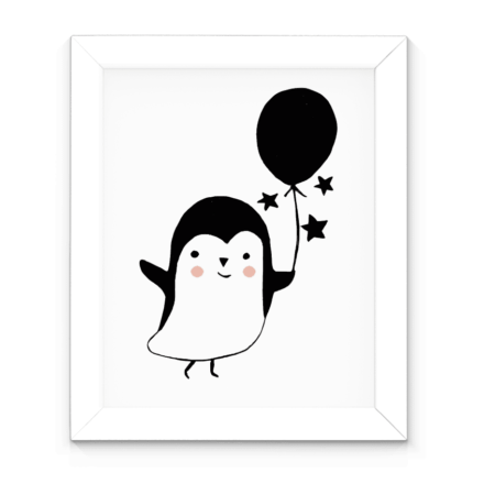 Affiche en noir et blanc pingouin