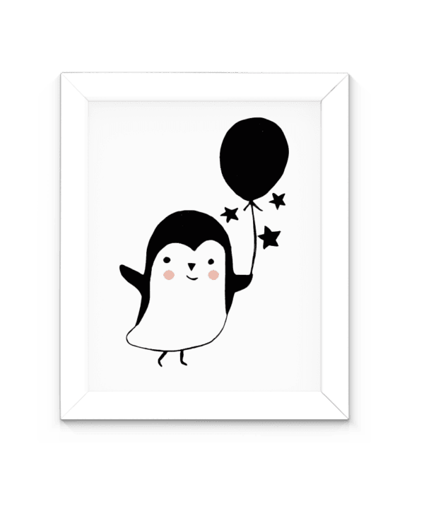 Affiche en noir et blanc pingouin