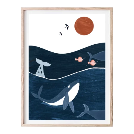 Poster décoratif chambre enfant - sans cadre - Océans et Baleines