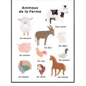 Affiche pour apprendre les animaux de la ferme