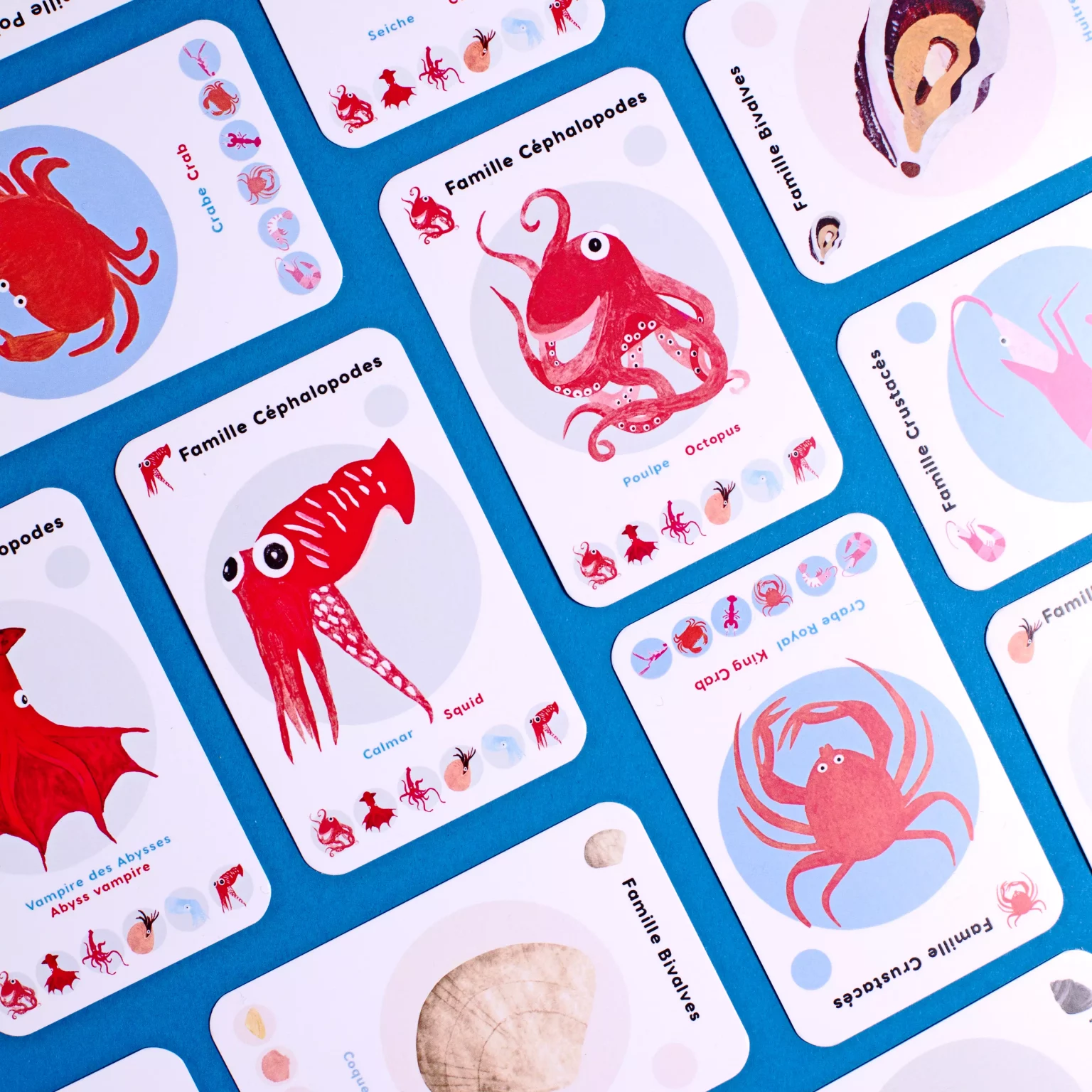 Jeu de 7 familles pour reconnaître et classer les animaux des océans