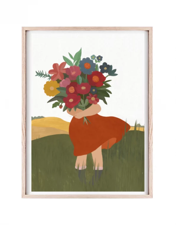 Affiche décorative illustration à la gouache, un énorme bouquet de fleurs