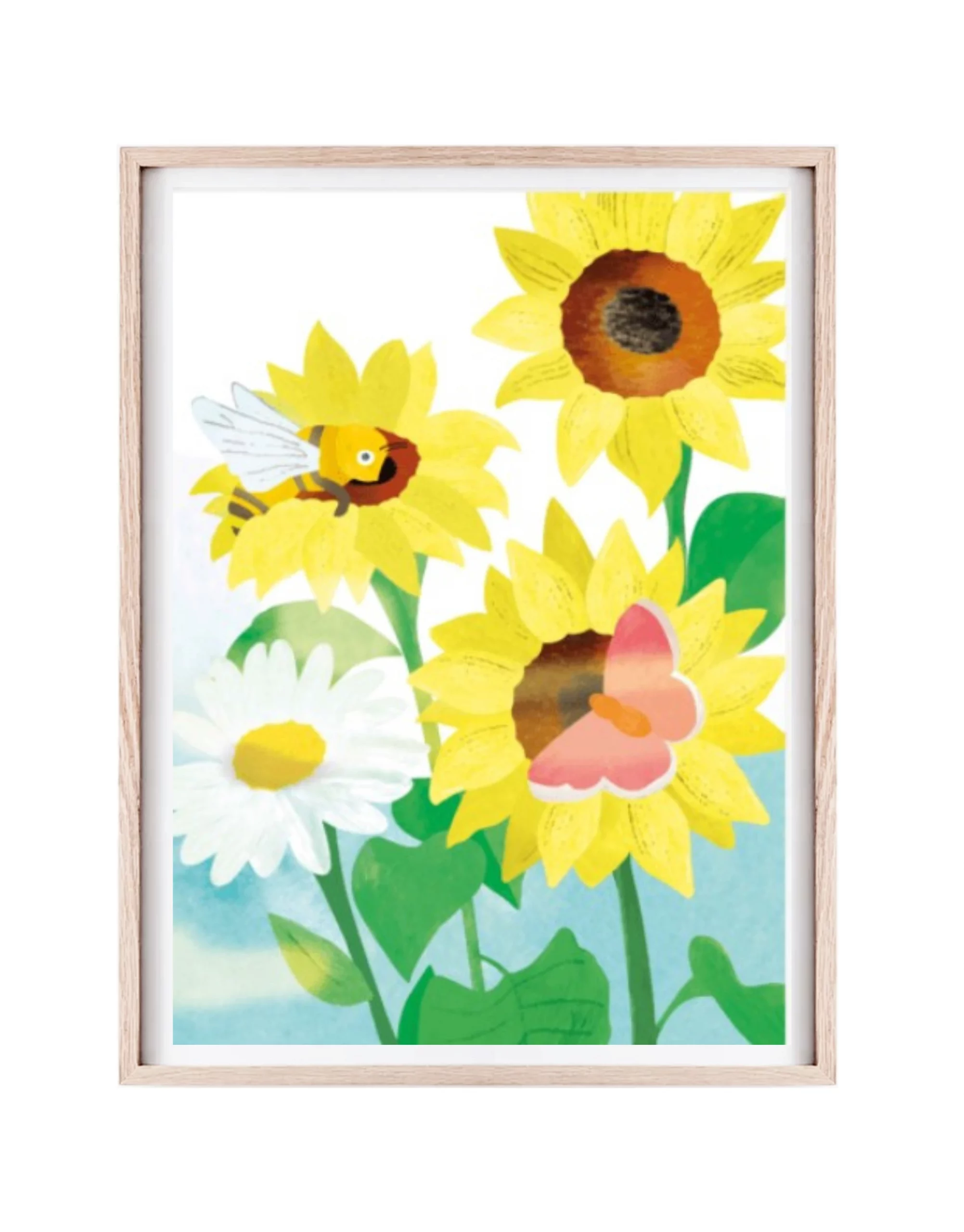 Affiche décorative abeilles butinant des tournesols