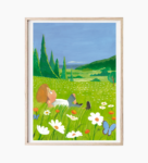 Affiche "Pause au Pré fleuri"  – Chambre ( Formats A4 à B2)