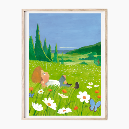 Affiche "Pause au Pré fleuri"  – Chambre ( Formats A4 à B2)